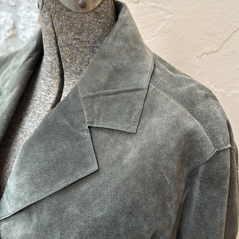 Chico’s Forest Green Suede Leather Jacket Size 2 (12-14) Medium - Picture 4 of 11